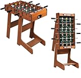 RELAX4LIFE Klappbarer Tischkicker, Tischfußball mit 2 Fußbällen & 18 Fußballspielern & Punktezähler, Kickertisch für Erwachsene & Kinder ab 3 Jahren, Spieltisch für Kneipe Wohnzimmer Café, braun
