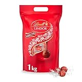 Lindt LINDOR Schokoladen Kugeln Vollmilch | ca. 80 Milch-Schokolade mit zartschmelzender Füllung | Großpackung, Pralinen-Geschenk, 1kg