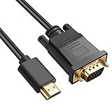 Omivine HDMI auf VGA kabel, 1080P VGA to HDMI (Stecker auf Stecker) adapter Kable kompatibel mit Raspberry Pi, Roku, Computer, Desktop, Laptop, PC, Monitor, Projektor, HDTV-1M