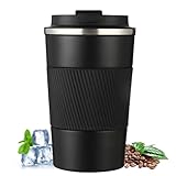 LDERFIV Thermobecher, 13oz/380ml Kaffeebecher to Go, Edelstahl Vakuum Auslaufsicher Reisebecher mit Deckel, Wiederverwendbar Thermobecher Kaffee to Go, Autobecher
