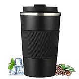 LDERFIV Thermobecher, 13oz/380ml Kaffeebecher to Go, Edelstahl Vakuum Auslaufsicher Reisebecher mit Deckel, Wiederverwendbar Thermobecher Kaffee to Go, Autobecher