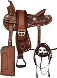 DEEN ENTERPRISES Sattel für Erwachsene, klassisch, hochwertig, handgefertigt, Synthetik, Premium-Komfort, Westernfass für Rennen, Trail, Reitsport, Pferd, Sattelzaumzeug, Größe 40,6 cm, Sitzfläche