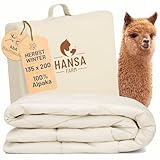 HANSA-FARM | Baby Alpaka Bio-Bettdecke 135 x 200 cm (Füllung 1.400g) - Herbst Winter warm - atmungsaktiv und temperaturausgleichend - Große Aufbewahrungstasche