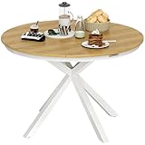 Outsunny Gartentisch Ø118cm, Wetterfest Balkontisch aus Aluminium, Beistelltisch mit Kreuzbeine Lattendesign Esstisch Outdoor, Campingtisch, rund Terrassentisch für Garten Balkon Teak