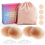 daidora 2 Paar Nippelpads Nipple Cover Wasserfeste & Unsichtbare Wiederverwendbar, Brustwarzenabdeckung mit Tragetasche (Karamellfarbe, M)