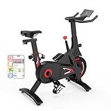 Bluearth Heimtrainer Fahrrad mit Smart App, Leise & Bequem Hometrainer Fahrrad für Cardio-Training zu Hause，Verstellbarer Widerstand und mit Immersivem Erlebnis und Live-Kursen, Max. 150KG, Schwarz