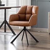 chairus Schreibtischstuhl PU Leder Bürostuhl 360° Drehstuhl Sessel mit Metallbeinen Arbeitsstuhl Polsterstuhl Wannenstuhl für Wohnzimmer Schlafzimmer (Braun(Metallbeine))