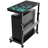 EUREKA ERGONOMIC Höhenverstellbarer Computer Tower Ständer, ATX-Gehäuse CPU Halter PC Ständer, unter Schreibtisch Drucker Cart mit Rollen und Maus Pad, Schwarz