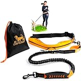 Barkswell Joggingleine Hunde mit Bauchgurt zum Laufen, Joggen, Wandern - Bauchgurt Hundeleine mit 2 Taschen für Wertsachen. - Freihandleine Hund für Grosse und Mittelgroße Hund