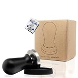 BRAVE ELEPHANT® 58mm Tamper aus Edelstahl inkl. Tampermatte - Barista Stempel mit 15,87kg Anpressdruck - Druckregulierender Tamper für Siebträger Kaffeemaschine (58mm, Schwarz)