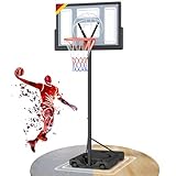 Yohood Basketballkorb Outdoor, Korbhöhe von 135 bis 305 cm, Basketballständer mit 111x72cm Rückwand, Basketball Korb für Kinder Jugendliche Erwachsene im Hinterhof/Auffahrt/Innenbereich