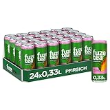 Fuze Tea Schwarzer Tee Pfirsich - Erfrischungsgetränk mit gebrühtem Schwarztee und Pfirsichgeschmack - Tee aus nachhaltigem Anbau - in Einweg Dosen (24 x 330 ml)