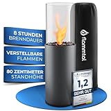 Flammtal Bioethanol Kamin [8h Brenndauer / 80x26x26 cm] - Freistehender Ethanol Standkamin für Outdoor & Indoor - Ethanol Kamin mit verstellbarer Flamme - Bio Ethanol Kaminofen Indoor - Terrassenkamin