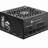 MSI MPG A1000GS PCIE5 Netzteil, 1000 W, 80 Plus Gold, ATX 3.1, PCIe 5.1 GPU-Unterstützung, Dual-Native 12V-2x6, Kabel mit zweifarbigen 12V-2x6 Anschlüssen, ATX-Netzteil, Modulare Kabel