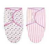 Vicloon Pucksack Baby, 2er Pack (3-5 Monate) L Wickel-Decke aus 100% Bio-Baumwolle, Sicherheit, Universal Verstellbare, Puckschlafsack für Säuglinge Babys Neugeborene - Rosa