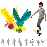 Jastown Kick-Federball, chinesischer Jianzi, Fuß Federball,zusammengebauter Feder Fußball, bunter Feder-Kick-Federball für Fußübungen, Sportspiel, Kick-Federball für draußen, drinnen, 2 Stück (by)