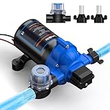 LumaBrite Wasserpumpe 12V Druckwasserpumpe, 3.0 GPM 50 PSI Wasserpumpe Selbstansaugend mit Druckschalter Wohnwagen Wasserpumpe 12v Membranpumpe für Camping Gartenbewässerung, Boote