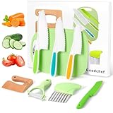 Goodchef -Montessori Kindermesser Set 8-teiliges Kinder Holzmesser Set, Kindermesser ab 2 Jahren, BPA-frei & sicheres Lernmesser,Montessori Schneidewerkzeug,kinder kochset,Geschenk für Kinder(Fisch)