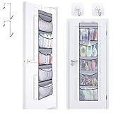 UTOCLEC Hängeorganizer, Hängeregal mit 5 Netztaschen, Hängeaufbewahrung für Tür Organizer, Kuscheltiere Aufbewahrung, Hängeorganizer Tür für Schlafzimmer, Kinderzimmer Badezimmer (Grau)