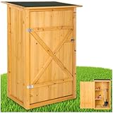 tectake® Holz Gartenschrank, Outdoor Schrank wetterfest, 75...