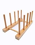 efbock Tellerregal Halter für Küchenschränke Bambus Holz Schneidebrett Tablett Geschirr Rack Ständer Abtropfständer Küchenschrank Organizer für Teller, Tassen, Topfdeckel (1, 4 Steckplätze)