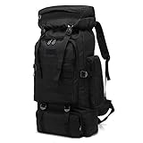 TOUYAKO Wanderrucksack 80L, Große Kapazität Wasserdicht Bergsteigen Wandern Militär Armee Taktischer Wanderrucksack Reiserucksack, 800D Oxford Outdoor Rucksack Reisen, Radfahren, Bergsteigen Schwarz…