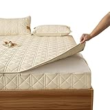 Matratzenschoner mit Reißverschluss 90x200,140x200,160x200,120x200,Matratzenüberzug Fünfseitiges Quilten Weiche Abwaschbar Matratzenauflage Spannbettlaken Matratzentopper Höhe 5-40cm(170X200+17cm,E)