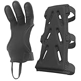 MAGARROW Traditionelle Bogenschießen Schießen Handschuh 3 Finger Schutz Handschuh und Bogenschießen Armschutz mit verstellbarem Riemen, für Kinder Jugend Erwachsene Anfänger Schießen Ziel Übung (L)