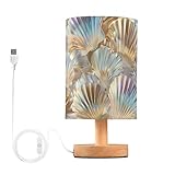 Mnsruu Nachttischlampe Muschel mit Lasermuster, LED-Nachttischlampe, Stoffschirm, kleine Lampe für Schlafzimmer, Wohnzimmer (Leuchtmittel enthalten)