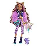 Monster High Clawdeen Wolf-Puppe mit Hund Crescent und Accessoires wie Rucksack, Kalender, Snacks und mehr, HRP65