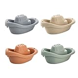babynova Badeboote – Pädagogisches Baby- und Kleinkindspielzeug – Ab 3 Monaten – 4-teiliges Set – Entwicklung von Motorik und Koordination – Geeignet für Badewanne und Sandkasten – BPA-frei