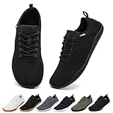 Geweo Barfußschuhe Herren Barfuß Sneaker Barfuss Schuhe Männer Barfussschuhe Sommer Barefoot Shoes Laufschuhe Turnschuhe Fitnessschuhe Schwarz 42