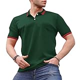 Poloshirt Herren Einfarbig Revers T-Shirt Herren Lose Dünn Atmungsaktiv Herrenhemd Kurzarm Casual Knopfleiste Poloshirts Für Herren L-Green M