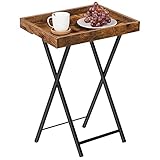 HOOBRO Beistelltisch mit Tablett, Beistelltisch Klappbar,...