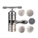 Press-Nudelmaschine, manuelle Nudelmaschine, multifunktionale Edelstahl-Herstellung, Spaghetti-Früchte-Entsafter mit 5 Pressformen