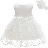 AHAHA Baby Mädchen Prinzessin Kleid Blumenmädchenkleid Taufkleid Festlich Kleid Hochzeit Partykleid Festzug Babybekleidung 12M/12-16monat Weiß 2