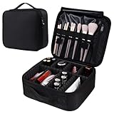 igadgitz home U7282 Reise-Make-up-Tasche, Reise-Make-up-Tasche, tragbarer Kosmetikkoffer, Make-up-Schminkkoffer mit verstellbaren Trennwänden und Griff, Schwarz