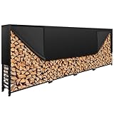 WELS® Brennholzregal außen 400x25x115cm, Kaminholzregal Metall + Abdeckung, Kaminholzunterstand 1400kg Wasserdichter Holzlager Holzstapelhilfe für Garten Terrasse