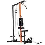 SportPlus Version Latzugturm, Robustes Seilzugsystem mit leisen Umlenkrollen, Latzugstation für zu Hause, inkl. Latzugstange, Trizepsseil & Bizepsstange, Nutzergewicht bis 100kg