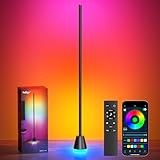 RGBIC LED Stehlampe Wohnzimmer 150cm Ecklampe Dimmbar mit Fernbedienung und APP LED Standleuchte Smart, 16 Millionen Farben, Musikmodi, DIY-Modus & Timing für Schlafzimmer Wohnzimmer Spielzimmer