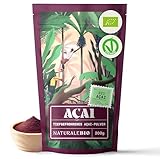 NaturaleBio Acai Pulver – 200 g gefriergetrocknetes Acai-Beeren Pulver (Freeze-Dried) aus Brasilien - Getrocknete Rohkost aus der Acai-Frucht, Extrakt aus Pulp der Acai-Beeren.