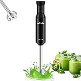 Stabmixer, Wancle pürierstab 600W Elektrischer hand blender Rührstab mit Turbo für die Zubereitung von Babynahrung, Salaten, Suppen und Gemüs (Black)