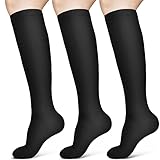 ACWOO Kompressionsstrümpfe für Damen Herren, 3 Paar Stützstrümpfe Medizinisch Kompressionssocken mit 15-20 Mmhg Schwarz Thrombosestrümpfe, Compression Socks für Laufen, Sport, Flug, Radsport