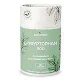 L-Tryptophan Kapseln | 500 mg reines L-Tryptophan pro Kapsel | 180 Kapseln | ohne Zusätze | laborgeprüft | essentielle Aminosäure | Sportergänzung | Proteinbildung | in der Papierdose