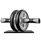 Ultrasport Bauchtrainer AB Roller, Trainer inkl.Kniematte, Bauchtraining für Männer und Frauen Bauchmuskelroller mit Multifunktion, für Senioren, platzsparend klappbarer Muskeltrainer, Schwarz/Grau