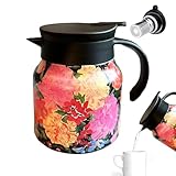 Thermische Teekanne - Kaffeekanne, isolierte Blumen-Teekanne, Tee-Maschine mit losen Blättern | doppelwandige Vakuum-Teekanne aus Edelstahl, Blumen-Teekanne für heiße und kalte Getränke,