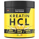 Bandini® Kreatin-HCL-Pulver 300 g – Nahrungsergänzungsmittel für Training, Sport, Fitnessstudio und Pre-Workout – 100% vegan – Kreatinhydrochlorid-basiert – 1000 mg pro Portion
