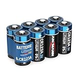 ANSMANN CR123A 3V Lithium Batterie - 8er Pack CR123 Batterien geeignet für Kameras, Alarmanlagen, Taschenlampen und vieles mehr - Einwegbatterie mit 1500 mAh - äußerst hitze- und kältebeständig