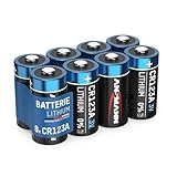 ANSMANN CR123A 3V Lithium Batterie - 8er Pack CR123 Batterien geeignet für Kameras, Alarmanlagen, Taschenlampen und vieles mehr - Einwegbatterie mit 1500 mAh - äußerst hitze- und kältebeständig