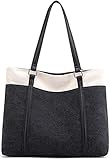 JANSBEN Damen Handtasche Schultertasche Canvas Casual Groß Tasche Shopper Elegant für Büro Schule Arbeit (Schwarz)